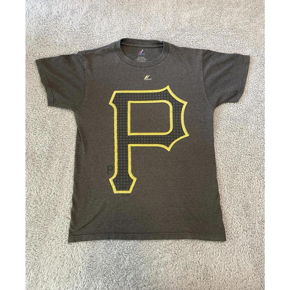 Pittsburgh Pirates "P" Mens Size S Black Majestic Shirt Triple Peak